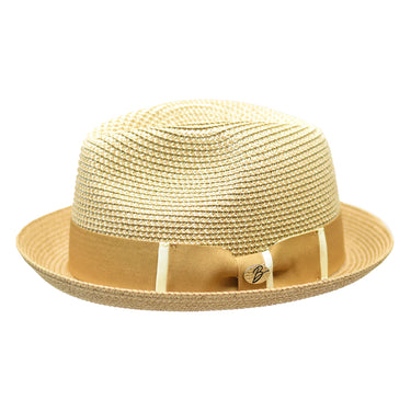 Bently Gino Snap Brim Fedora in Ivory Cognac #color_ Ivory Cognac
