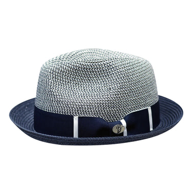 Bently Gino Snap Brim Fedora in Navy White #color_ Navy White