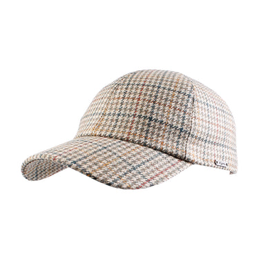 Wigens Statesman Baseball Wool Check Fitted Baseball Cap in Olive #color_ Olive