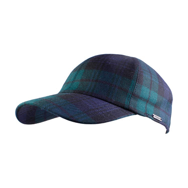 Wigens Khalil Classic Baseball Lambswool Fitted Baseball Cap in Navy Plaid #color_ Navy Plaid