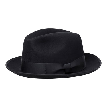 Wigens Classico 5 Rabbit Fur Felt Fedora in Black #color_ Black