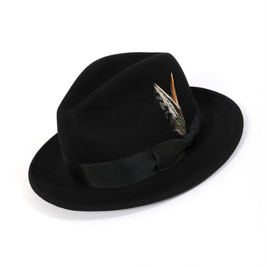 Montique Legacy Pinch Front Wool Fedora in Black #color_ Black