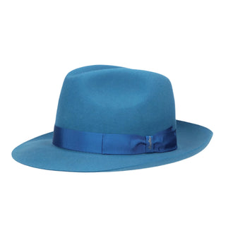 Borsalino Jer in Indigo Large Brim Marengo Felt Fedora Made in Italy in Indigo #color_ Indigo