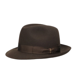 Borsalino Damiano in Dark Brown Marengo Felt Fedora Made in Italy in Dark Brown #color_ Dark Brown