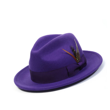 Montique Legacy Pinch Front Wool Fedora in Blackberry #color_ Blackberry