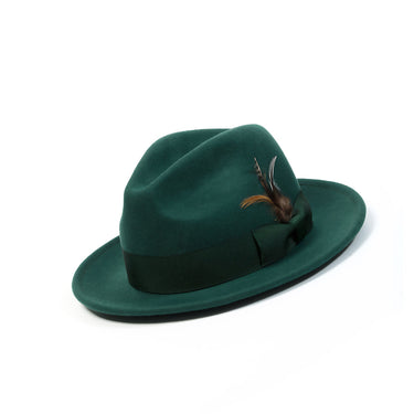 Montique Legacy Pinch Front Wool Fedora in Emerald #color_ Emerald