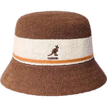 Kangol Bermuda Stripe Textured Bucket Hat in Mahogany #color_ Mahogany