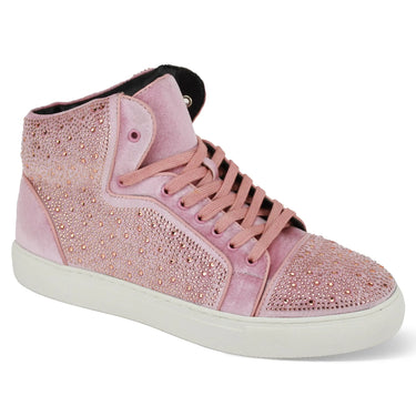 After Midnight Flash in Light Pink Jeweled High Top Sneakers in Light Pink #color_ Light Pink