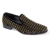 After Midnight Harvie Velvet Smoker Shoe in Black / Gold #color_ Black / Gold