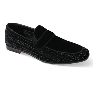 After Midnight Vincent Velvet Rhinestone Slip-On Smoking Loafers in Black #color_ Black