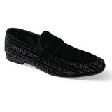 After Midnight Vincent Velvet Rhinestone Slip-On Smoking Loafers in Black / Silver #color_ Black / Silver