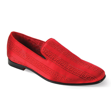 After Midnight Vito Velvet Rhinestone Slip-On Smoking Loafers in Red #color_ Red