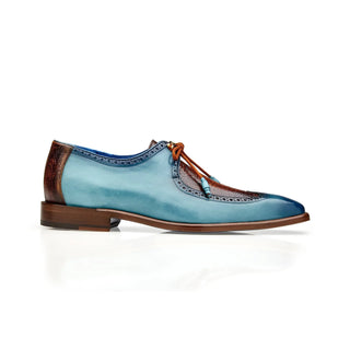 Belvedere Etore in Antique Aqua / Antique Almond Ostrich Leg & Leather Oxfords in Antique Aqua Almond #color_ Antique Aqua Almond