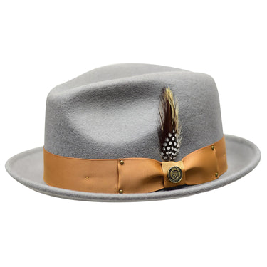 Bruno Capelo Blues Brothers Wool Pinch Front Trilby Hat in Graphite Grey Acorn #color_ Graphite Grey Acorn