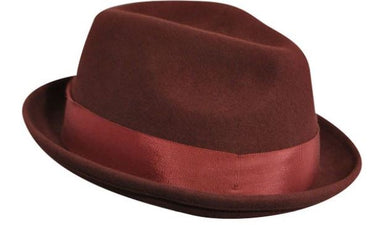 Bailey Cloyd in Oxblood Center Dent Wool Felt Fedora in #color_