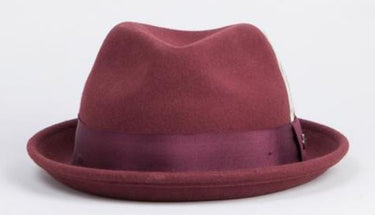 Bailey Cloyd in Oxblood Center Dent Wool Felt Fedora in #color_