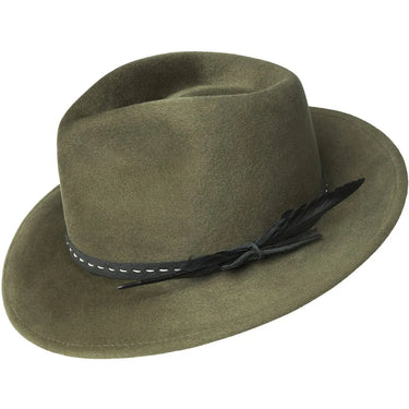 Bailey Colby Elite Velour Finish Wool Fedora in Soft Khaki #color_ Soft Khaki