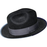 Bailey Hesmond Pinch Front Straw Fedora in Black / Blue #color_ Black / Blue