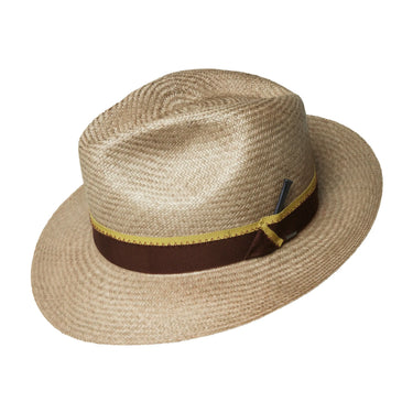 Bailey Kirton Genuine Panama Straw Fedora in Taupe #color_ Taupe