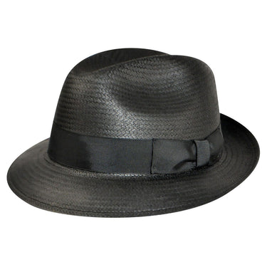 Bailey Lando Straw Fedora in Black #color_ Black