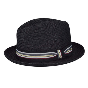 Bailey Salem Pinch Front Toyo Straw Fedora in Black #color_ Black