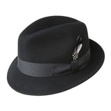 Bailey Tino Center Dent Wool Felt Fedora in Black #color_ Black