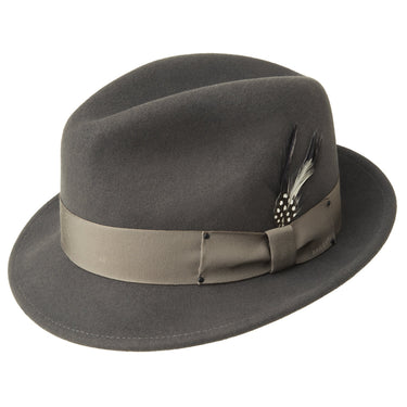 Bailey Tino Center Dent Wool Felt Fedora in Basalt #color_ Basalt