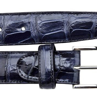 Belvedere Alligator Belt in Navy in Navy 44 #color_ Navy 44