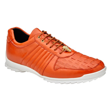 Belvedere Astor in Orange Genuine Caiman Crocodile & Soft Calf Sneakers in #color_