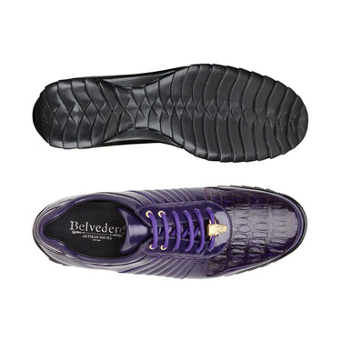 Belvedere Astor in Purple Genuine Caiman Crocodile & Soft Calf Sneakers in #color_