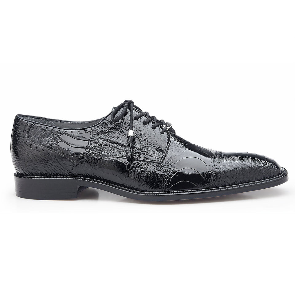 Belvedere Batta Black Genuine Ostrich Oxfords