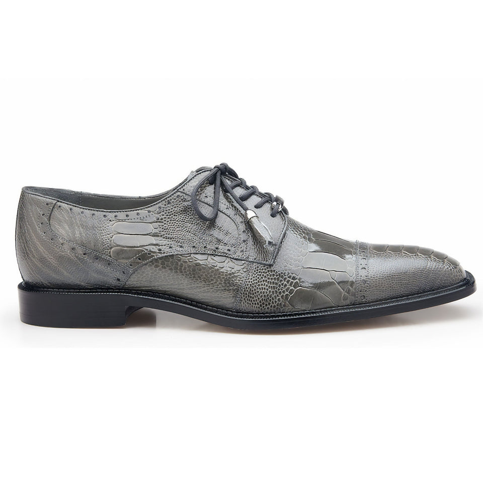 Gray Genuine Ostrich Oxfords