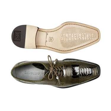 Belvedere Batta in Olive Genuine Ostrich Oxfords in #color_