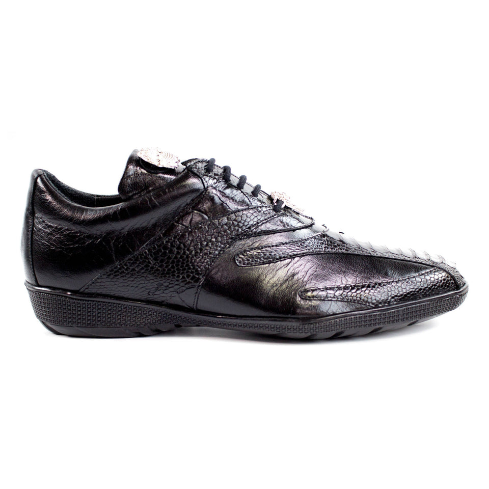 Belvedere Bene Black Genuine Ostrich & Soft Calf Sneakers