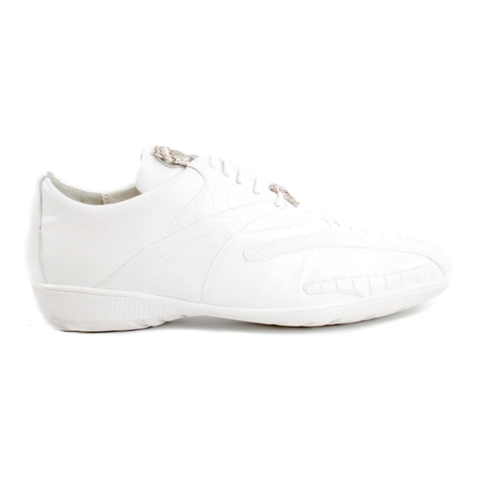 Belvedere Bene White Genuine Ostrich & Soft Calf Sneakers