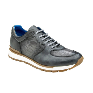 Belvedere Bobo in Antique Light Grey Genuine Ostrich Leg & Italian Calf Sneakers in #color_