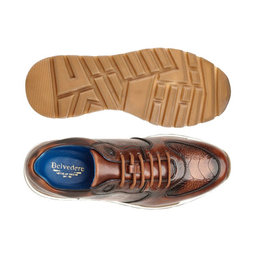 Belvedere Bobo in Antique Walnut Genuine Ostrich Leg & Italian Calf Sneakers in #color_