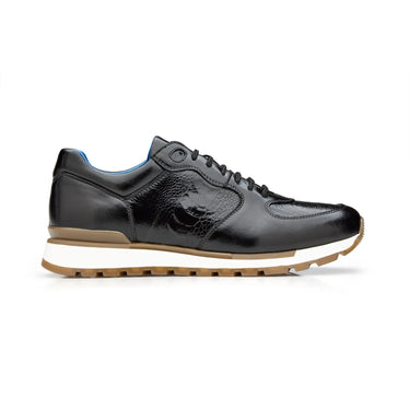 Belvedere Bobo in Black Genuine Ostrich Leg & Italian Calf Sneakers in Black #color_ Black