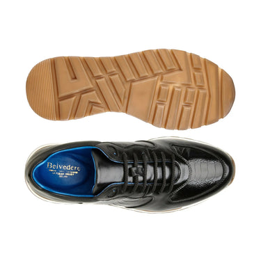 Belvedere Bobo in Black Genuine Ostrich Leg & Italian Calf Sneakers in #color_