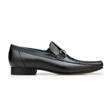 Belvedere Bruno in Black Genuine Ostrich Leg and Italian Calf Loafers in Black #color_ Black