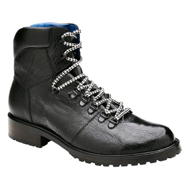 Belvedere Como in Black Genuine Ostrich & Italian Leather Boot in Black #color_ Black