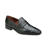 Belvedere Espada in Black Ostrich Quill Penny Loafers in #color_