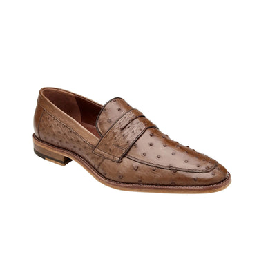 Belvedere Espada in Tabac Ostrich Quill Penny Loafers in #color_