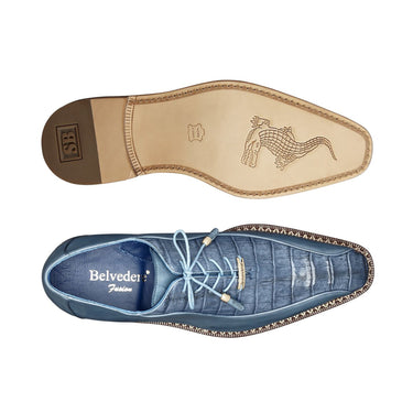 Belvedere Gabriele in Antique Blue Jean Caiman Crocodile & Calf-Skin Leather Oxfords in #color_