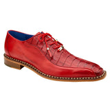 Belvedere Gabriele in Antique Cherry Caiman Crocodile & Calf-Skin Leather Oxfords in #color_