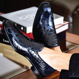 Belvedere Genova in Navy Genuine American Alligator Loafers in #color_