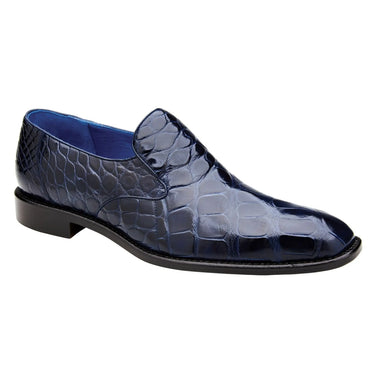 Belvedere Genova in Navy Genuine American Alligator Loafers in Navy Blue #color_ Navy Blue