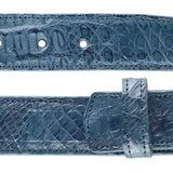 Belvedere Genuine Caiman Crocodile Belt in Antique Blue Jean in Ant. Blue Jean 44 #color_ Ant. Blue Jean 44