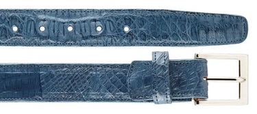 Belvedere Genuine Caiman Crocodile Belt in Antique Blue Jean in Ant. Blue Jean 44 #color_ Ant. Blue Jean 44