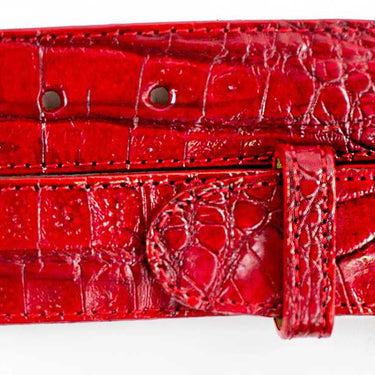 Belvedere Genuine Caiman Crocodile Belt in Red in Red 44 #color_ Red 44